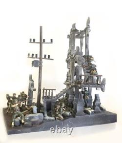 1/35 WWII Custom Urban Battle Diorama US Army vs German Soldiers Ruined Building 1/35 WWII Custom Urban Battle Diorama US Army vs German Soldiers Ruined Building