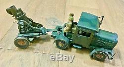 1930s WW2 Vintage Tippco German Army Tin Plate Truck and Mortar