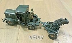1930s WW2 Vintage Tippco German Army Tin Plate Truck and Mortar
