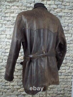 1940's German Leather Jacket 2XL Vintage Motorcycle Aviator Cyclist WW2 Style