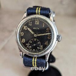 1940s RECTA Military DH Wristwatch 15 Jewels Vintage German Army WWII 33mm Watch