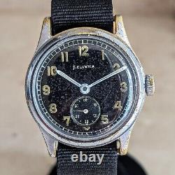 1942 HELVETIA German Army DH Watch Ref. 3190 15 Jewels WWII Wristwatch 34mm