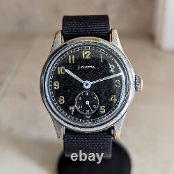 1942 HELVETIA German Army DH Watch Ref. 3190 15 Jewels WWII Wristwatch 34mm