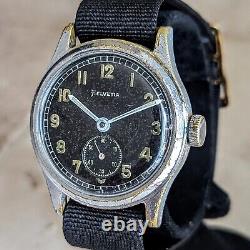 1942 HELVETIA German Army DH Watch Ref. 3190 15 Jewels WWII Wristwatch 34mm