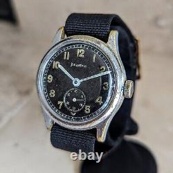 1942 HELVETIA German Army DH Watch Ref. 3190 15 Jewels WWII Wristwatch 34mm