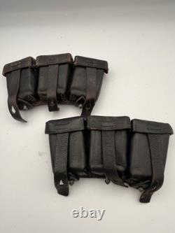 2x Original WW2 German Army Matching Heer Ammo Set Pouch Dated 1941 Field Gear
