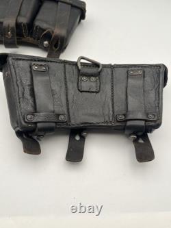 2x Original WW2 German Army Matching Heer Ammo Set Pouch Dated 1941 Field Gear