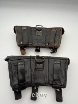 2x Original WW2 German Army Matching Heer Ammo Set Pouch Dated 1941 Field Gear