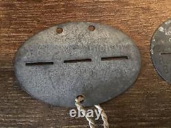 3 German WWII Dog Tags With Leather Pouch Reich Army Tank Soldier Free Ship