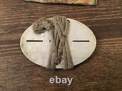 3 German WWII Dog Tags With Leather Pouch Reich Army Tank Soldier Free Ship