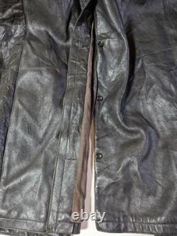 40s Leather Motorcycle Coat German Army Euro Vintage WWII size L-XL