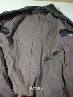 40s Leather Motorcycle Coat German Army Euro Vintage WWII size L-XL