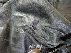 40s Leather Motorcycle Coat German Army Euro Vintage WWII size L-XL