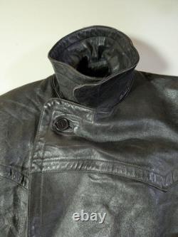 40s Leather Motorcycle Coat German Army Euro Vintage WWII size L-XL