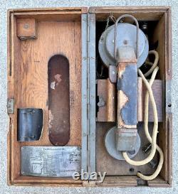 Antique Imperial German Army Feldfernsprecher Type B Wood Box Trench Field Phone