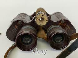 Antique WWII German Army Dienstglas 6x30 CNX Emil Busch Bakelite Binoculars Case