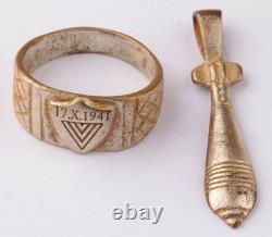 Army 1941 Infantry mortar Mine WW2 German ring WWII Germany Wehrmacht Gothic art