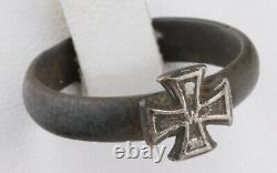 Army ww2 GERMAN Ring STERLING Silver IRON Cross WWII ww1 WWI 1914 GERMANY Trench