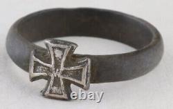 Army ww2 GERMAN Ring STERLING Silver IRON Cross WWII ww1 WWI 1914 GERMANY Trench