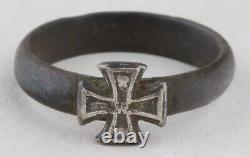 Army ww2 GERMAN Ring STERLING Silver IRON Cross WWII ww1 WWI 1914 GERMANY Trench