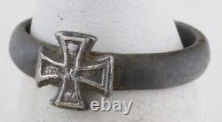 Army ww2 GERMAN Ring STERLING Silver IRON Cross WWII ww1 WWI 1914 GERMANY Trench