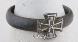 Army ww2 GERMAN Ring STERLING Silver IRON Cross WWII ww1 WWI 1914 GERMANY Trench