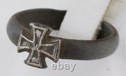 Army ww2 GERMAN Ring STERLING Silver IRON Cross WWII ww1 WWI 1914 GERMANY Trench