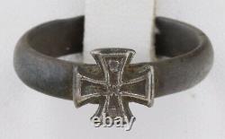 Army ww2 GERMAN Ring STERLING Silver IRON Cross WWII ww1 WWI 1914 GERMANY Trench