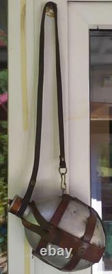 Authentic WWII German Army Aluminum Canteen Stamped RFI 39 Leather Strap