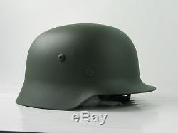 Collectable Steel WW2 WWII German M35 Helmet with leather chinstrap Army Green