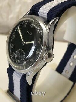 DH German Military Bulla Vintage WWII Wrist Army Watch Cal. AS1130