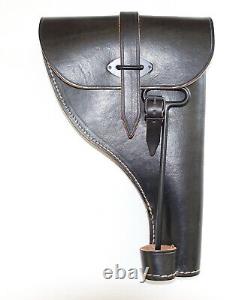 GERMAN ARMY REPRO WW2 BLACK LEATHER FLARE HOLSTER WITH PUSH ROD dated 1941