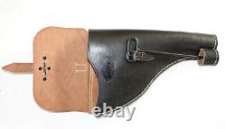 GERMAN ARMY REPRO WW2 BLACK LEATHER FLARE HOLSTER WITH PUSH ROD dated 1942