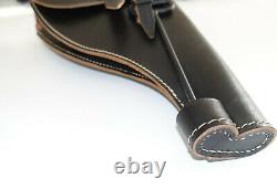 GERMAN ARMY REPRO WW2 BLACK LEATHER FLARE HOLSTER WITH PUSH ROD dated 1942