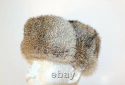 GERMAN ARMY WW2 REP EAST FRONT REAL RABBIT FUR USHANKA HAT Sz57 7 1/8