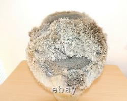 GERMAN ARMY WW2 REP EAST FRONT REAL RABBIT FUR USHANKA HAT Sz57 7 1/8