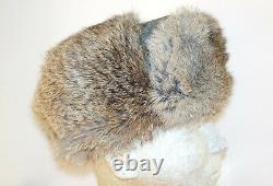 GERMAN ARMY WW2 REPRO EAST FRONT REAL RABBIT FUR USHANKA HAT Sz59 7 3/8