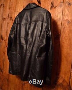 GERMAN OFFICER WW2 ARMY 1950s HORSEHIDE WEHRMACHT LEATHER JACKET PEA COAT 44XL
