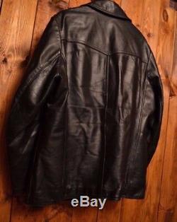 GERMAN OFFICER WW2 ARMY 1950s HORSEHIDE WEHRMACHT LEATHER JACKET PEA COAT 44XL