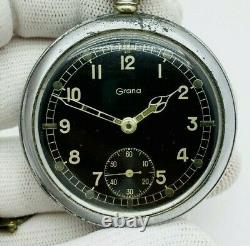 GRANA Pocket Watch RARE Military DH German Army Swiss Vintage Watch 1940s WWII