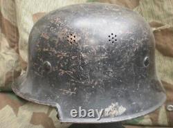 Genuine WWII German Army Military M-34 Helmet Battle with Original Leather Liner