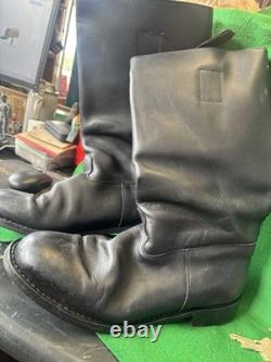 German Army Jack Boots Knobelbecher Black Leather Rubber Soles US 11 1/2