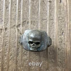 German Army Skull Bones Vintage Military Ring Size 12.5 Silver WWI/WWII