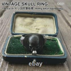 German Army Skull Bones Vintage Military Ring Size 12.5 Silver WWI/WWII