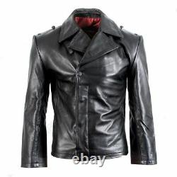 German Black Leather Panzer/U-Boat Wrap WW2 Repro leather Jacket