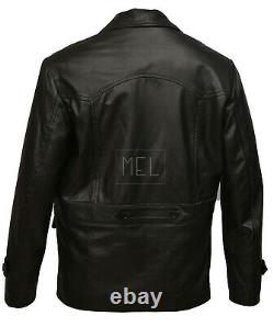 German Submariner WW2 Vintage Mens Black Brown Real Genuine Leather Jacket Coat