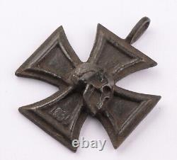 German WW2 Iron Cross pattée SKULL Pendant for Necklace WWII Knights 1939 Army