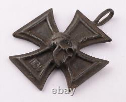 German WW2 Iron Cross pattée SKULL Pendant for Necklace WWII Knights 1939 Army