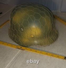 German WW2 WWII replica Helmet with liner Chicken wire camo net Army steel