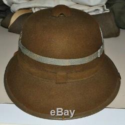 German WWII Original Africa Corps Pith Army Helmet/Hat. Complete. WithCert Of Auth